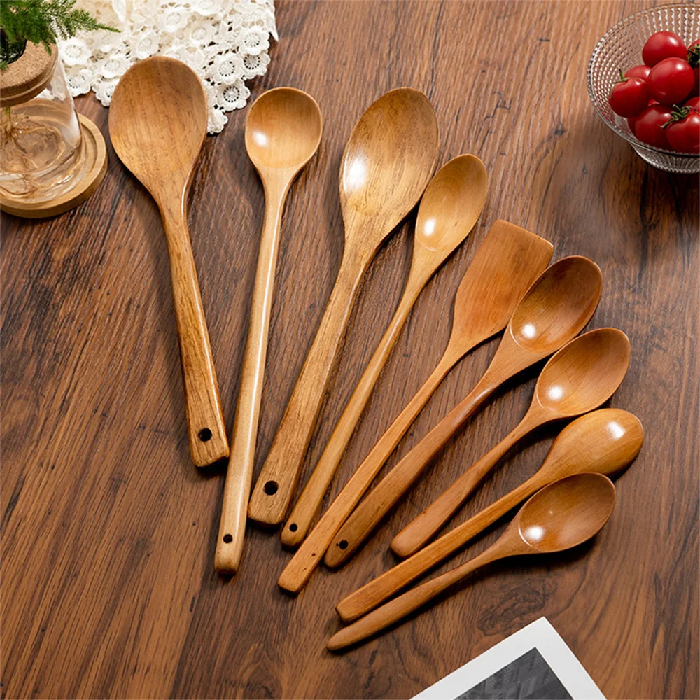 

Long Handle Drinking Porridge Spoon Mirror Polishing Easy Cleaning Wooden Spoon Household Small Fox Shaped Edge Manual Polishing