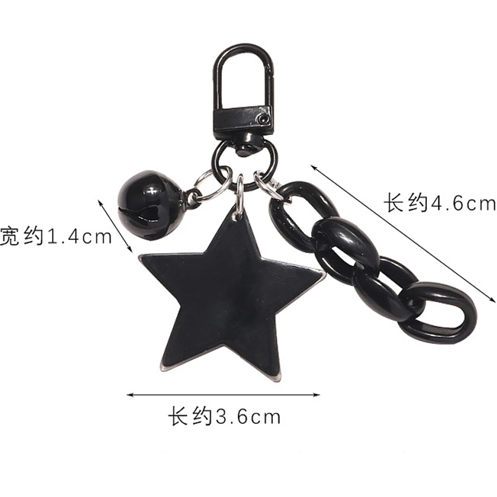 Glitter Stars Acrylic Keychain Bell Pendant Keyring for Girls Backpack Charm Headphone Case Accessorie Creative Friendship Gifts