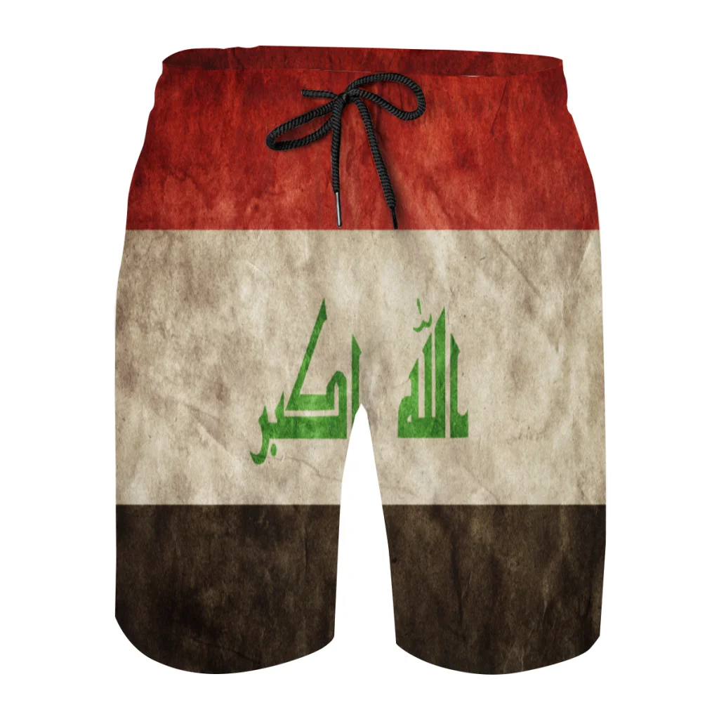 

2022 iraq Country Flag Vintage Men's Summer Loose Breathable Casual Shorts Beach Pants