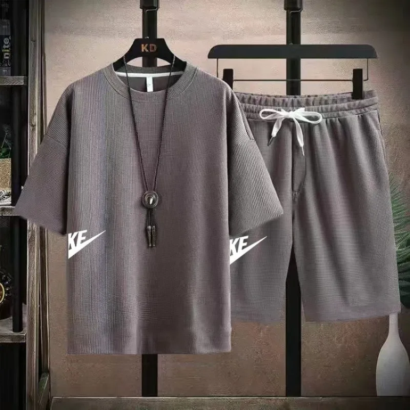 Summer Men's Sets Fashion Korean Tracksuit Men Short Sleeve T Shirts+Sport Shorts Suit Men Casual Men Clothing Mens Joggers Sets