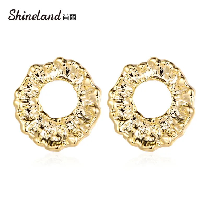 

Shineland 2023 Women Fashion Metal Punk Exaggeration bijoux Hollow Stud Earrings Statement Vintage Brincos Jewelry Gift