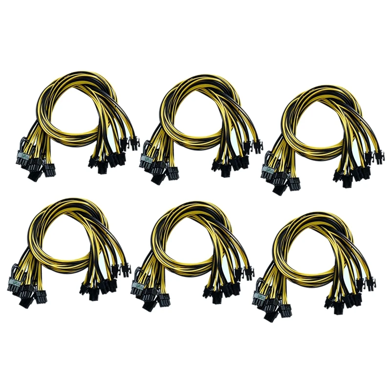 

6Pcs Pcie 6Pin To 8Pin(6+2) Male To Male PCI-E Power Cable For GPU Power Supply Breakout Board Adapter For Mining