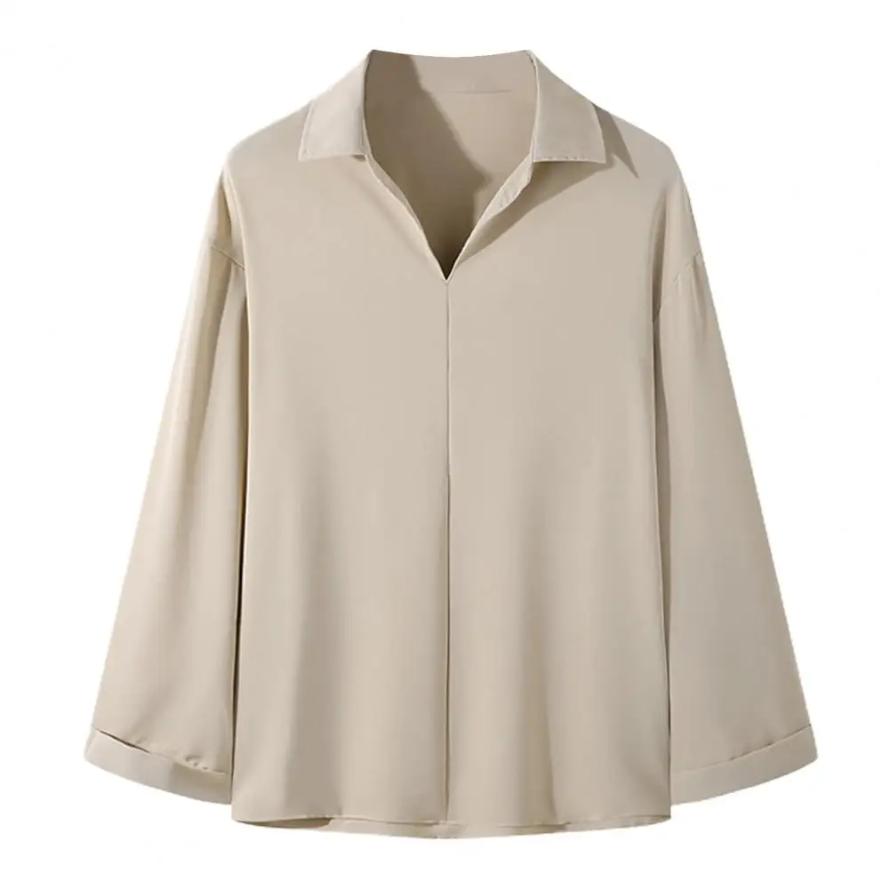 

Streetwear Chic Formal Gentle Men Autumn Tops Lapel Men Autumn Tops Loose for Daily Wear
