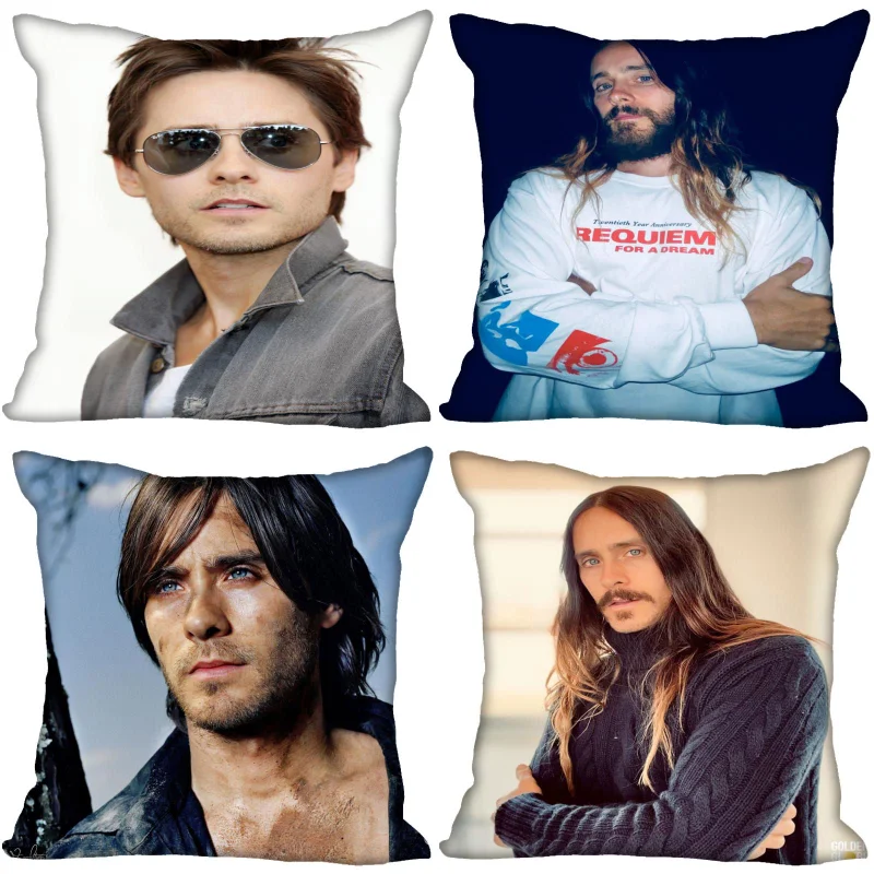 

New Jared Leto Pillow Cover Bedroom Home Office Decorative Pillowcase Square Zipper Pillow Cases Satin Fabric Eco-Friendly 0318
