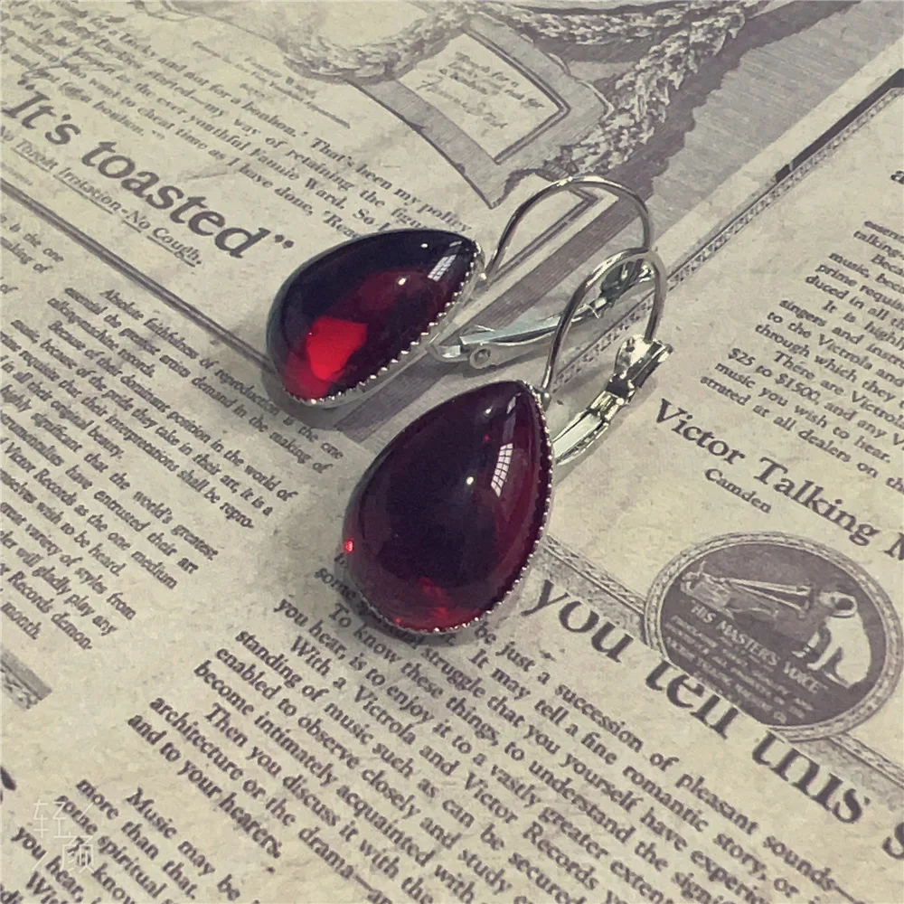 

Gothic Vampire Blood Red Earrings For Women Girls Fashion Mystery Witch Jewelry Accessories Gift Red Drop Crystal Magic Earrings
