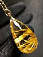 natural gold rutilated quartz pendant necklace 29 31611 4m gold rutilted 18k gold women men jewelry aaaaaaa
