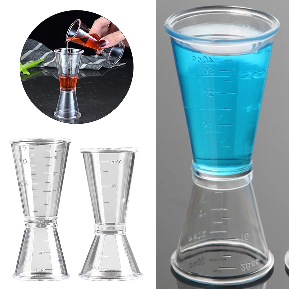 

10/20ml Or 20/40ml Plastic Transparent Cocktail Glass Double-Headed Ounce Glass Cocktail Shaker Measuring Cup Kitchen Bar Tool
