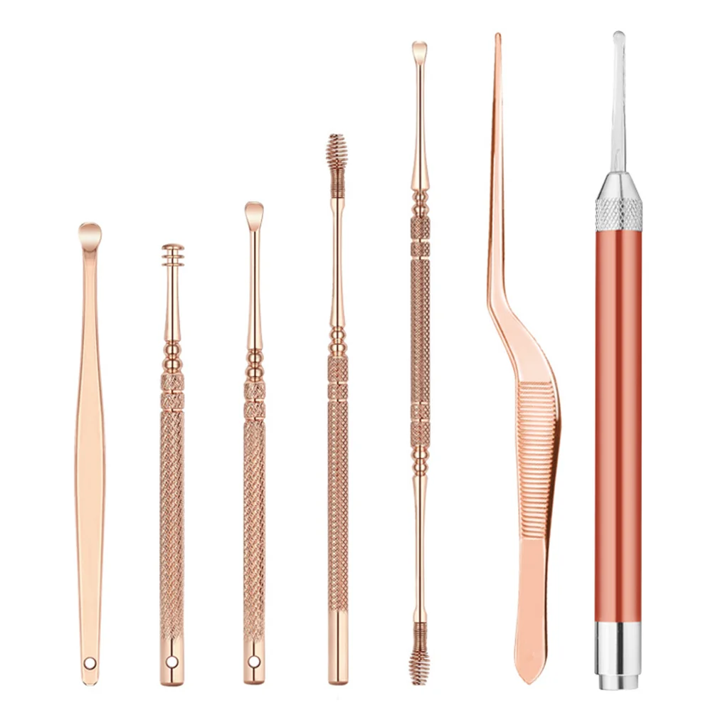 

Ear Earpick Cleaner Clean Pick Wax Led Removal Earwax Tool Cleaning Curette Set Light Picker Stainless Steel Kit Ears Remover
