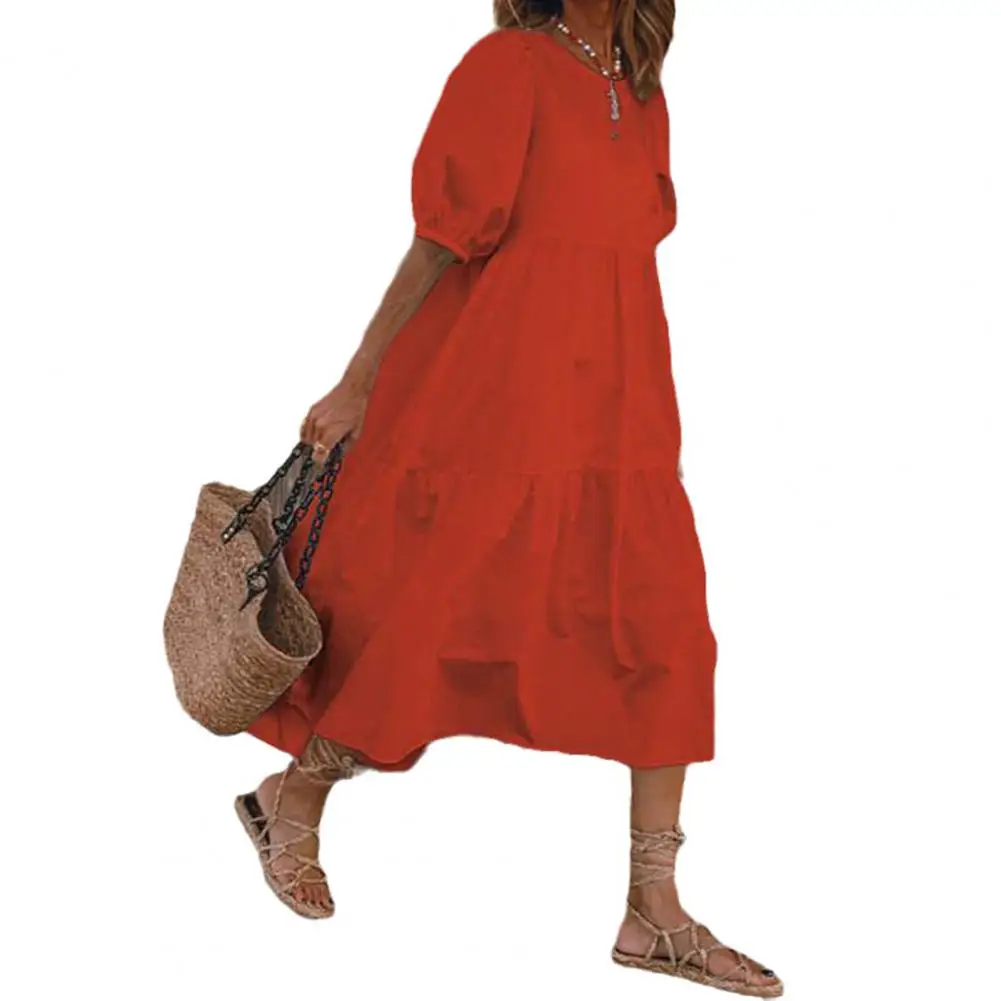 

dresses for women 2022 Long Dress Round Neck Fade-Resistant Cotton Blend Summer Vintage Elegant Loose Long Dress robe femme été