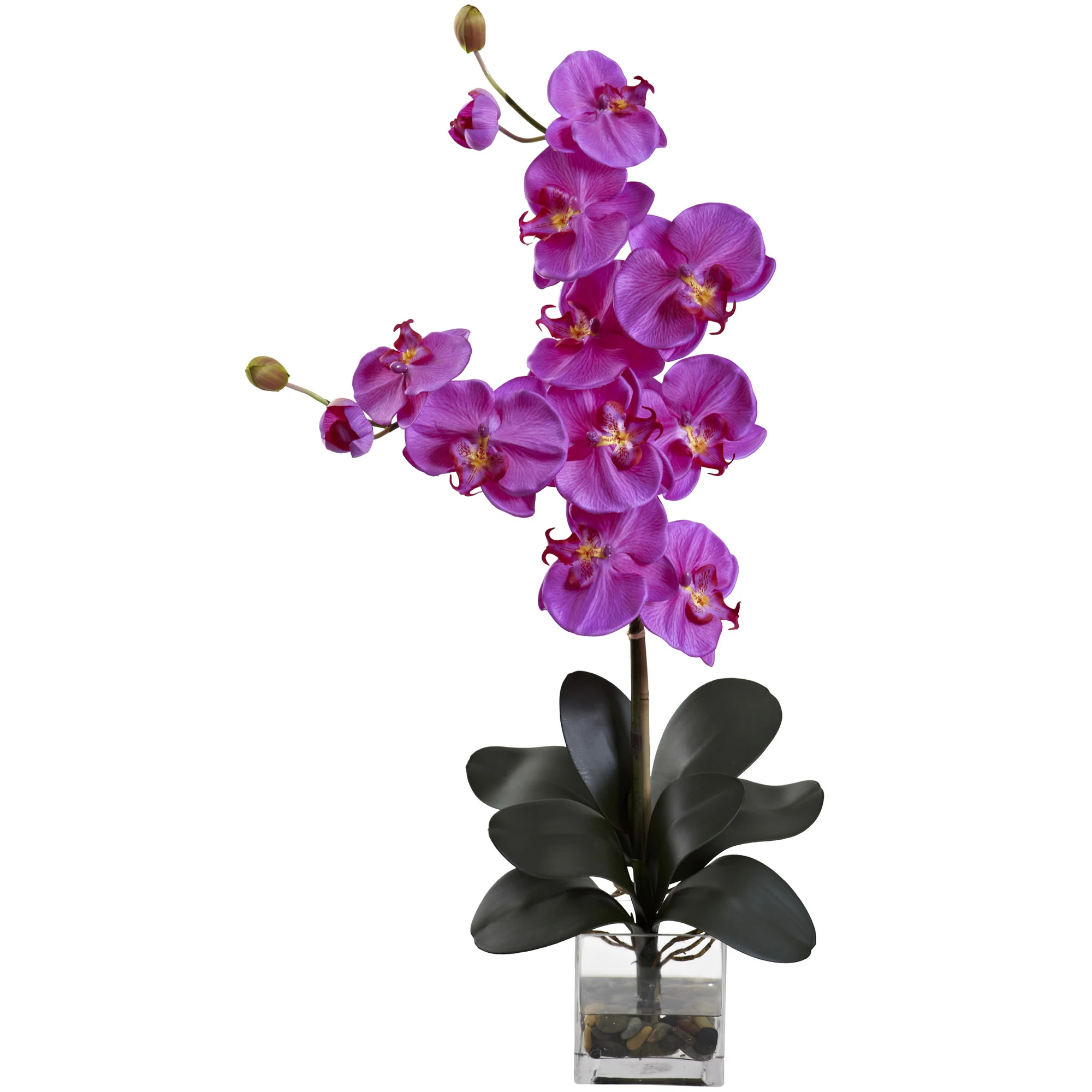 

Free shipping Double Giant Phalaenopsis Artificial Flowers with Vase Orchid