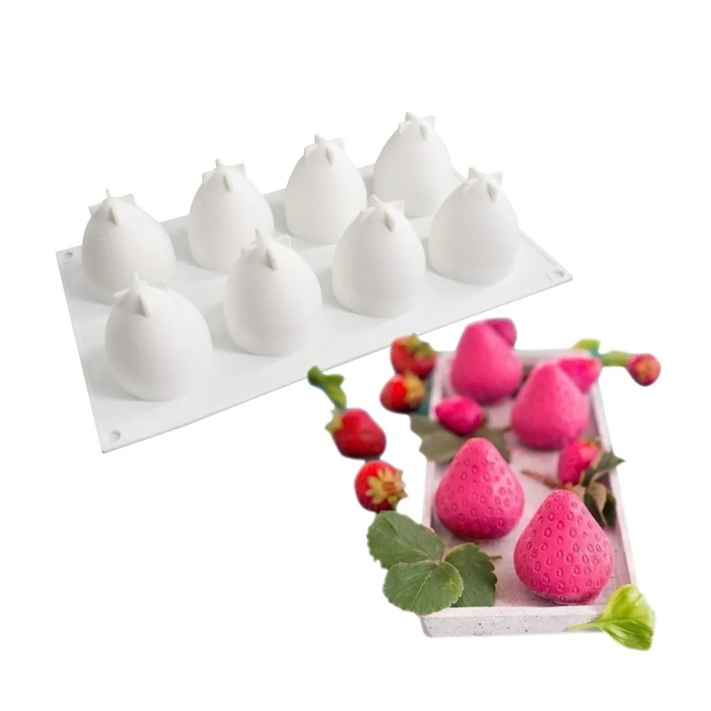 

3D Strawberry Shaped Fondant Mousse Cake Mold DIY Chocolate Silicone Mold Baking Tools Cheesecake Candy Cake Decorating Tools