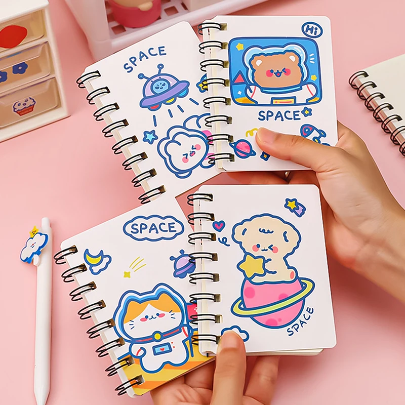 

Kawaii Cute Cartoon Animals Mini Spiral A7 Notebook Daily Weekly Planner Blank Paper Note Book Time Organizer School Supplies
