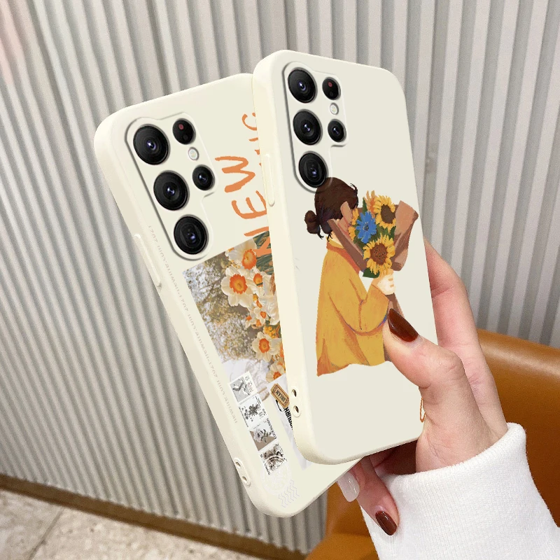 

Liquid Rope Funda Flowers Boy Love Girl Phone Case For Samsung Galaxy S22 S21 S20 FE S10 Note 20 10 Plus Lite Ultra 5G