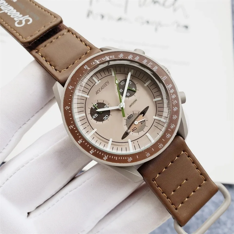 Popular Co-Branded Watches Moon Watch Male Luxury Couple Nylon Mercury James Master Mission Saturn Planet Watch Timing AAA Clock