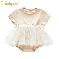 summer baby bodysuit for girls lace tulle princess dresses birthday party sweet infant clothing toddler jumpsuits for newborn
