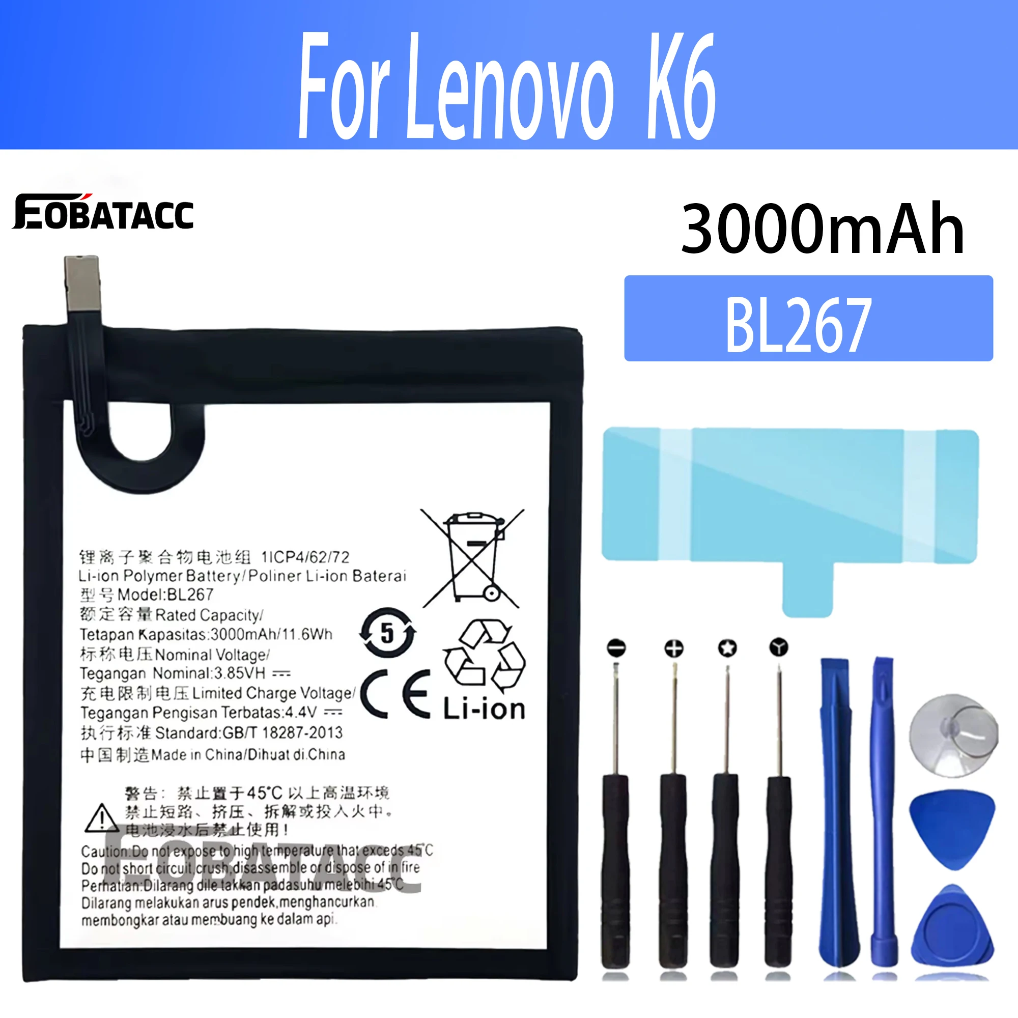 100% Новый оригинальный аккумулятор BL267 для lenovo K6 + Бесплатные инструменты