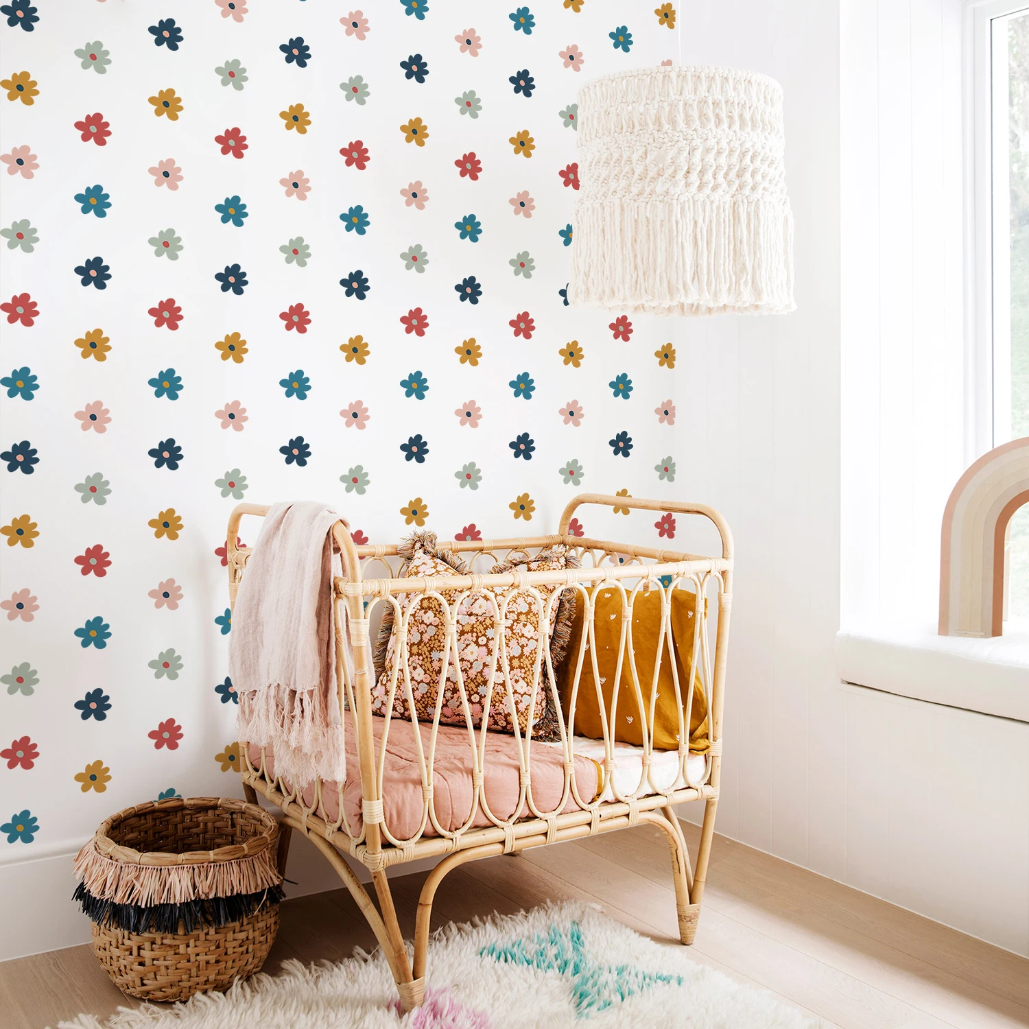 

Contrast Color Daisy Wall Stickers Paper for Birthday Decoration Nordic Baby Nursery Kids Room Interior Wall Art Vinyl Decals