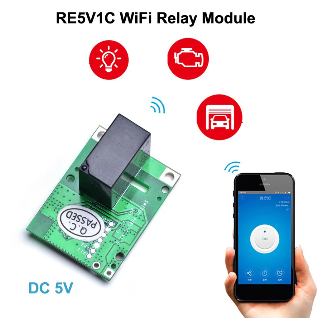 

SONOFF relay module RE5V1C Switch Wifi Smart Switch 5V DC Wireless Switches Inching/Selflock Working Modes APP/Voice/LAN Control