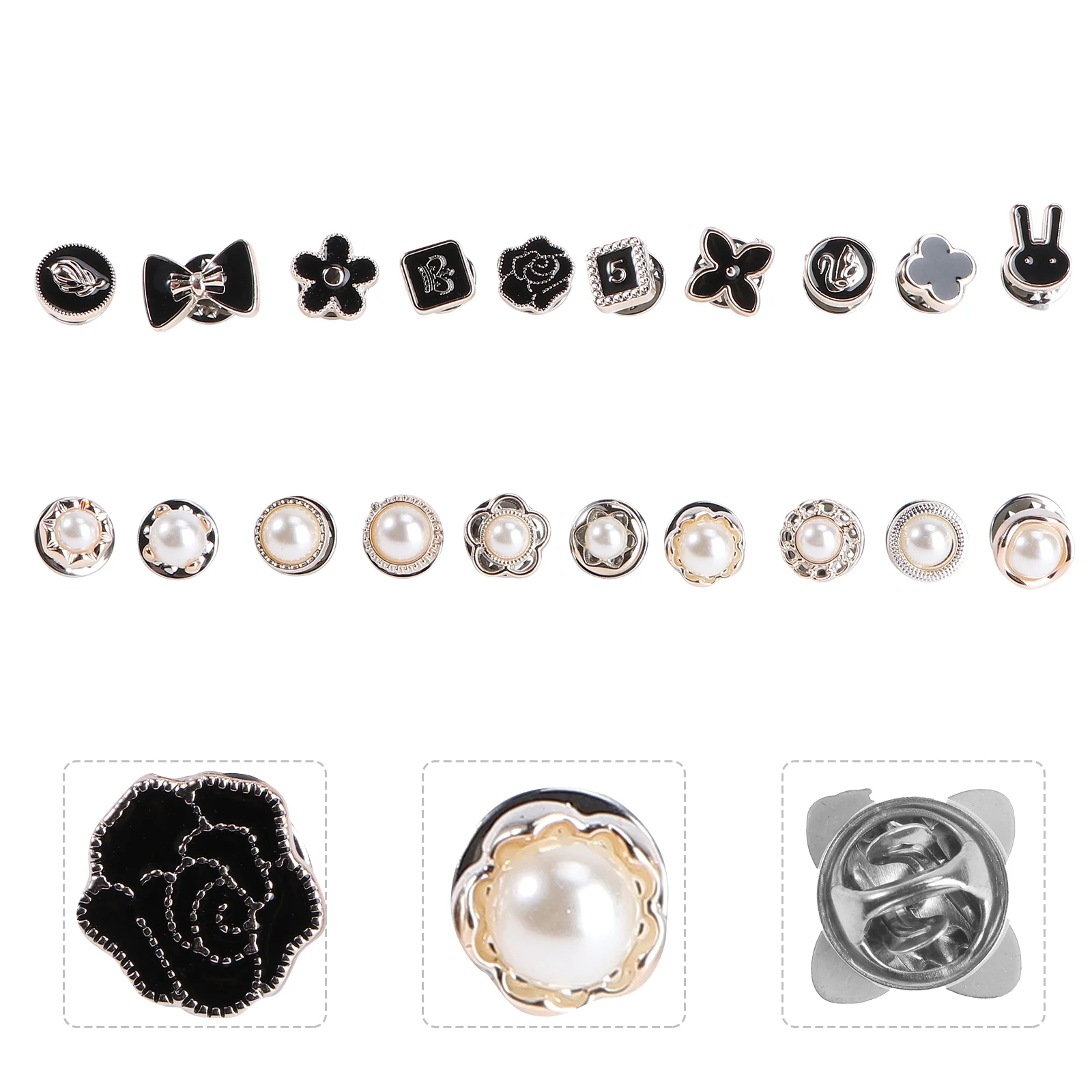 

Buttons Pearl Rhinestone Snap Resin Faux Jewelry Beads Sewing Flower Button Embellishments Making Flat Fordecoration Wedding