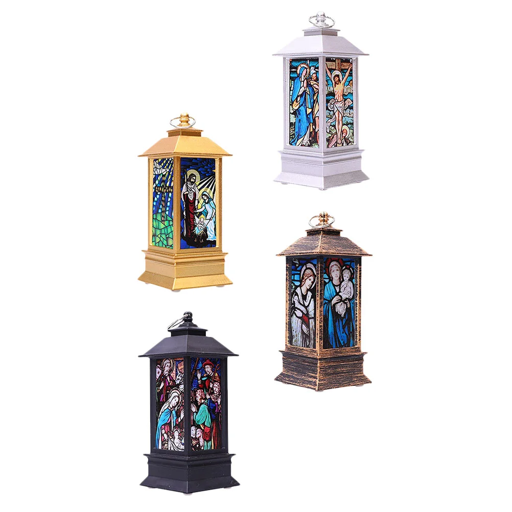 4PCS Xmas Wind Lamp Simulated Flame Lamp Small Oil Lamp Decoration (Battery)
