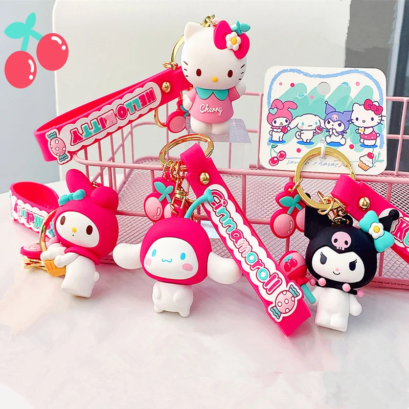 

Брелок для ключей Sanrio Kawaii аниме My Melody Kuromi милый кот мультфильм Девочка Сердце Индивидуальная сумка кулон игрушка для девочек