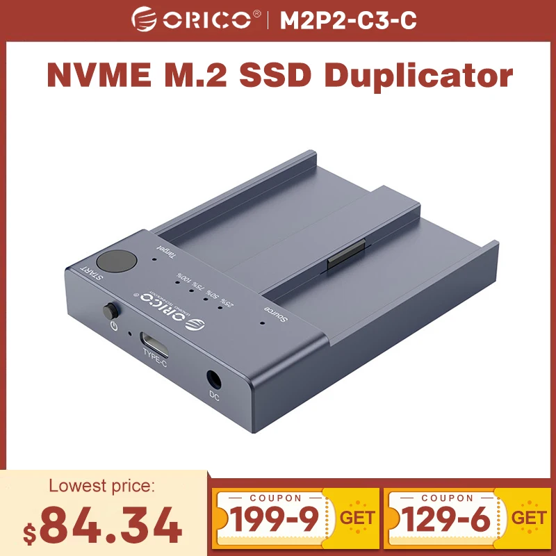 Флэш-Дубликатор NVME Dual -Bay M.2 SSD 10 Гбит/с автономный Клон USB Type-C для M Key M/B PCIe