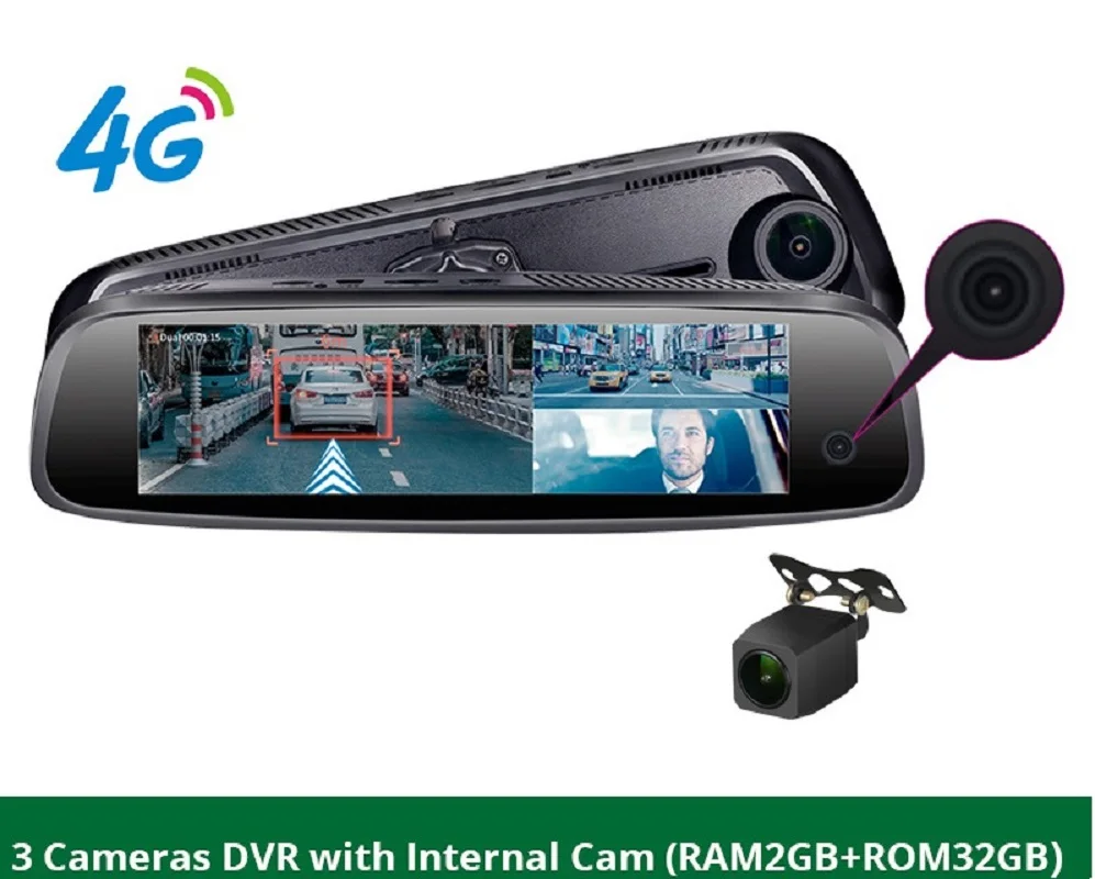 Автомобильный видеорегистратор K3000, 3 объектива, 8 дюймов, ОЗУ 2 ГБ + ПЗУ 32 Гб, ADAS 4G FHD 1080P, GPS навигатор, видеорегистратор на Android, зеркало заднего вида CMSV