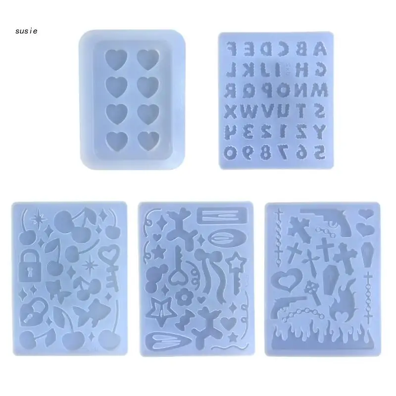 

X7YA DIY Filler Heart Letter Star Quicksand Silicone Epoxy Mold DIY Keychain Pendant Crafting Mould for Valentine Gift