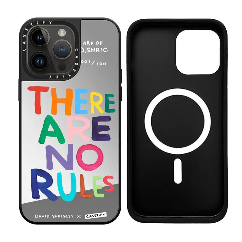 

CASETIFY цветные английские зеркальные магнитные беспроводные зарядные Чехлы Magsafe для IPhone 12PM 14PM 14Plus ударопрочный жесткий чехол D0513