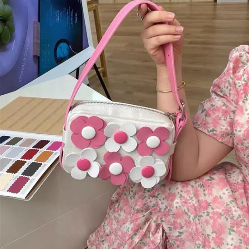 

Design Flower Women Handbag Contrast Fashion Single Shoulder Messenger Bag Small Square Bag