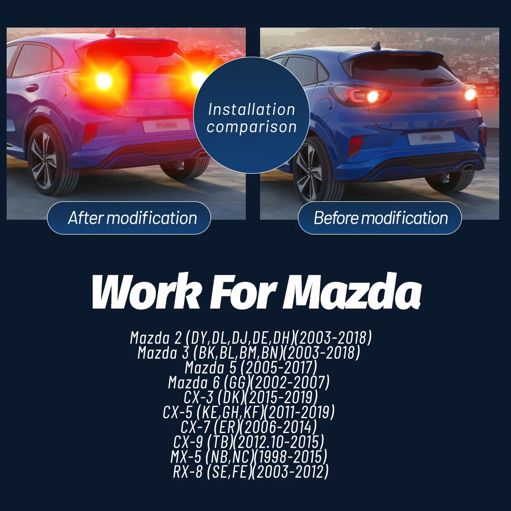 2 шт. светодиодные стоп-сигналы W21/5W 7443 Canbus для Mazda DY DL DJ DE DH 3 BK BL BM BN 5 6 GG CX-3 CX-5 CX-7 CX-9 MX-5