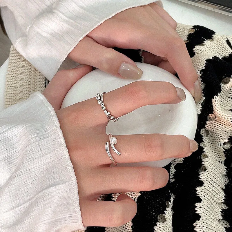 

S925 Sterling Silver Pearl Ring Designed by Female Minority Fashion Simple Index Finger Ring Personalized Luxury Jewelry