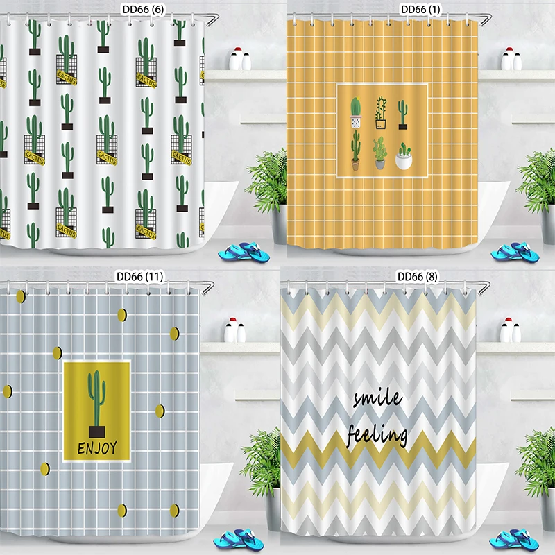 

Cactus Cartoon Elk 3D Digital Printing Waterproof Shower Curtain Shower Curtain Waterproof Leaves Shower Curtain Shower Curtain