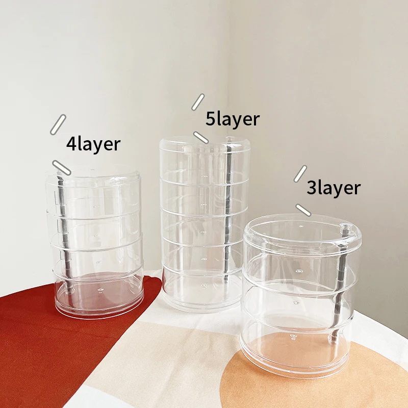 Multi-layer Rotating Jewelry Box Multifunctional Transparent Ornaments Storage Box Earrings Ring Bracelet Plastic Display Box