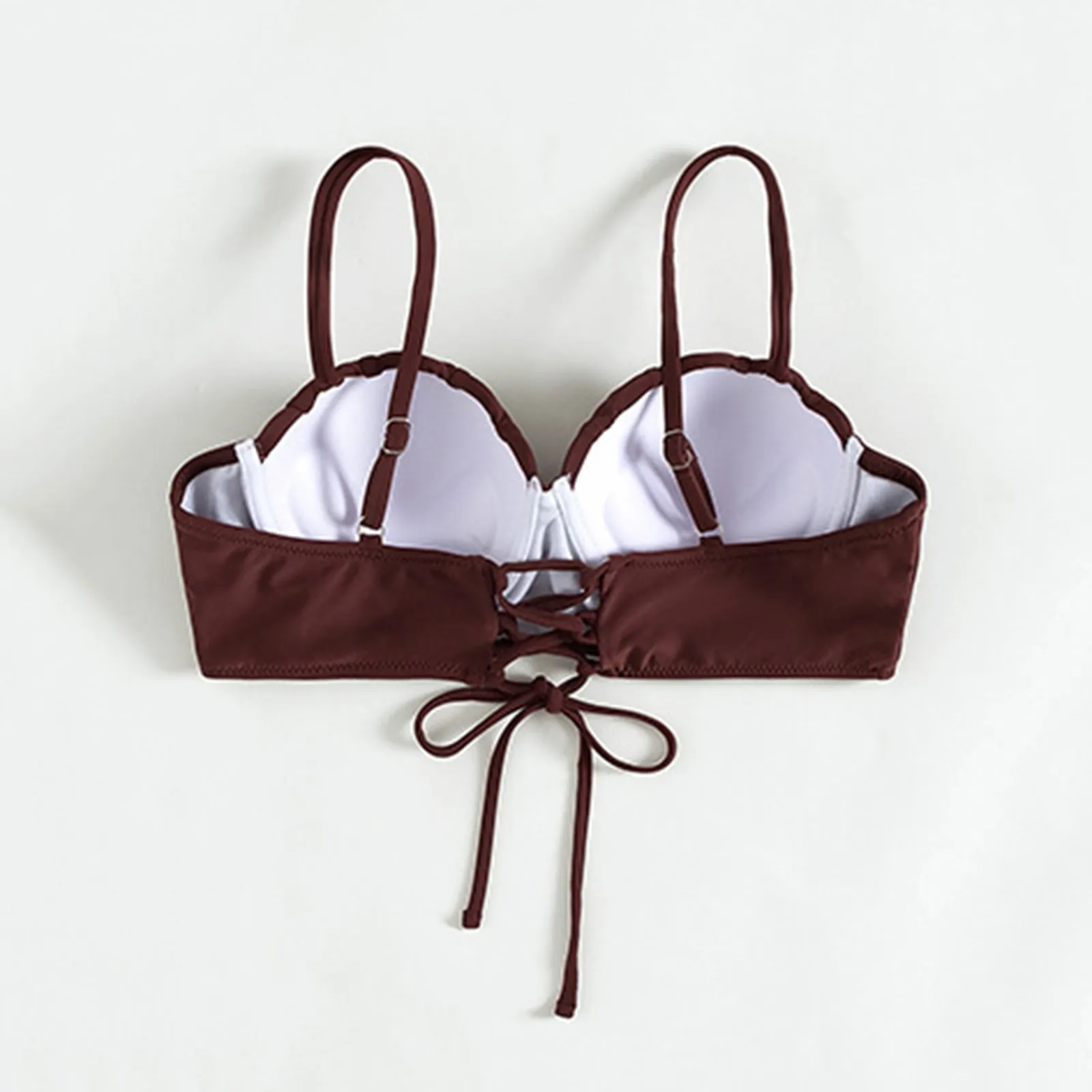 Бикини женское однотонное с чашками пуш-ап и косточками