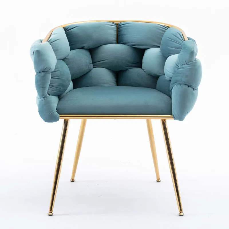 

US Shipping Luxury Modern Simple Velvet Single Sofa Chair Bedroom Dresser Stool Bubble Chair Golden Metal Legs