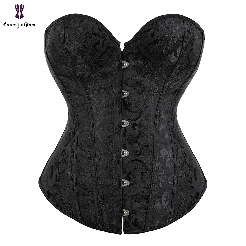 

Корсет со шнуровкой, бюстье, топ, корсет, корсет со стальными косточками, черный, белый жаккардовый цветочный Gorset