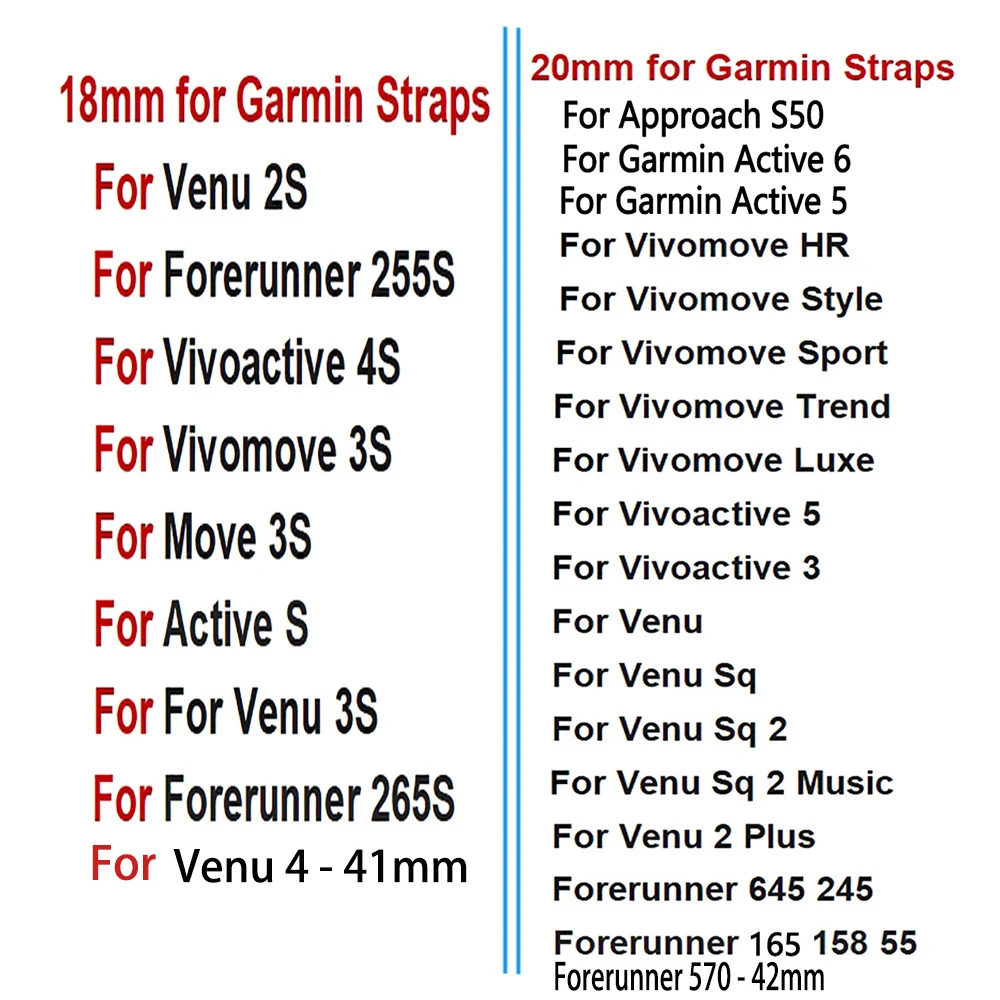 Ремешок 18 мм 20 мм для Garmin Venu Sq 2 Plus Vivoactive 4S Smartwatch Браслет Venu 3S 2S Vivoactive 3 5 Сменный браслет (art.: 3920cadcd4ae3) - 3920cadcd4ae3