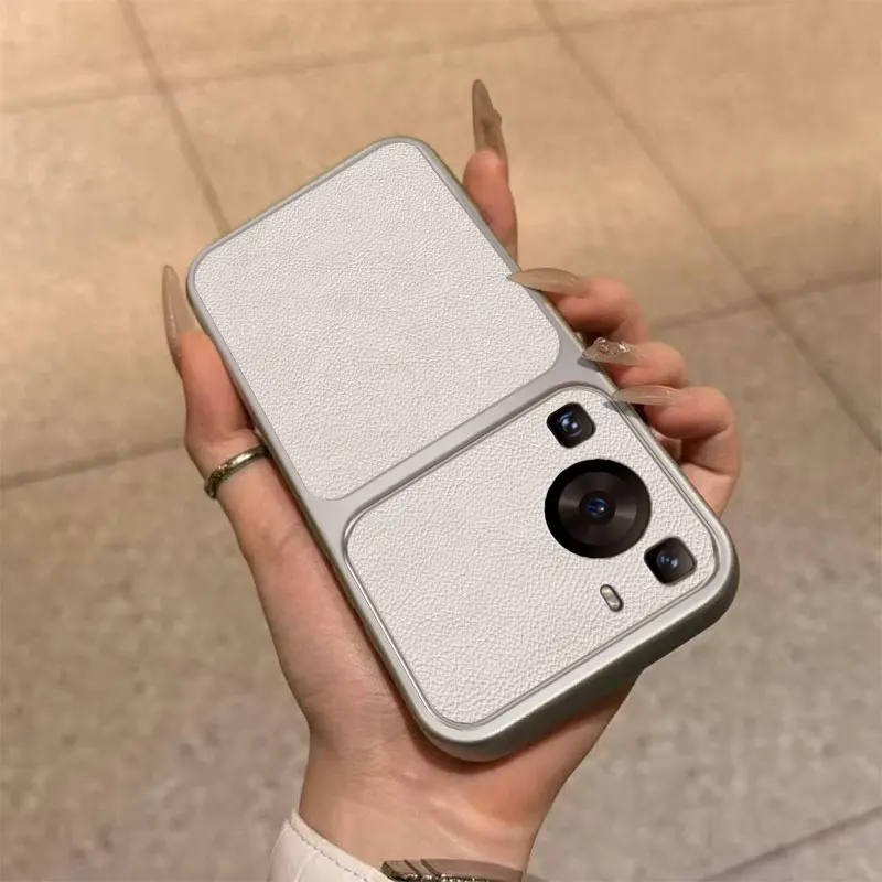 Фото Высококачественный чехол из искусственной овчины для Huawei P60 Pro P60Pro, роскошный силиконовый противоударный чехол с текстурой личи №2