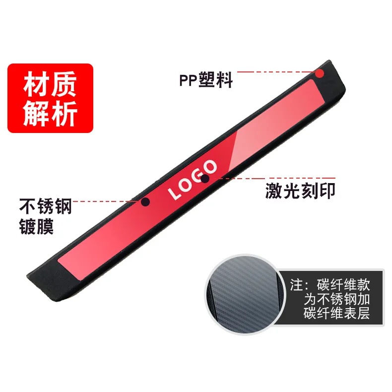 

4 шт./комплект, накладки на порог, из нержавеющей стали и АБС-пластины