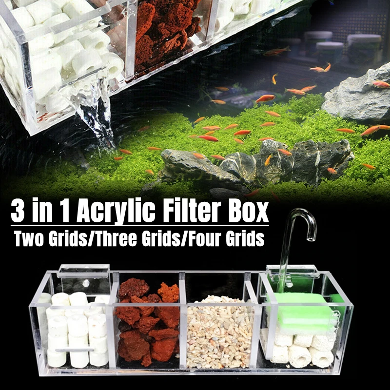 

3 in 1 Transparent Acrylic Filter Box External Hanging Water Purifier for Home Restaurant Hotel Aquarium Tools