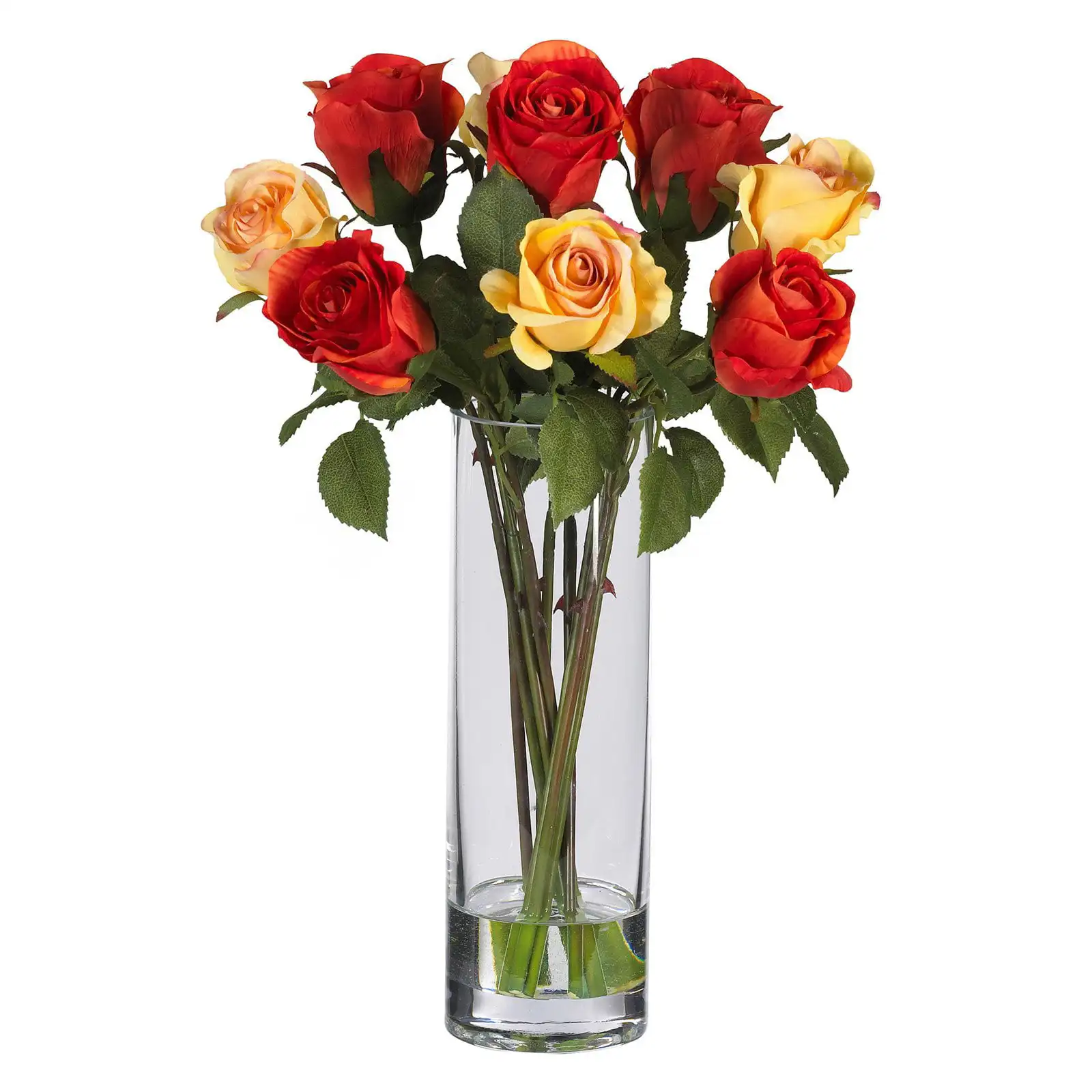 

Nearly Natural Artificial Flower Arrangement with Glass Vase Roses Multicolor