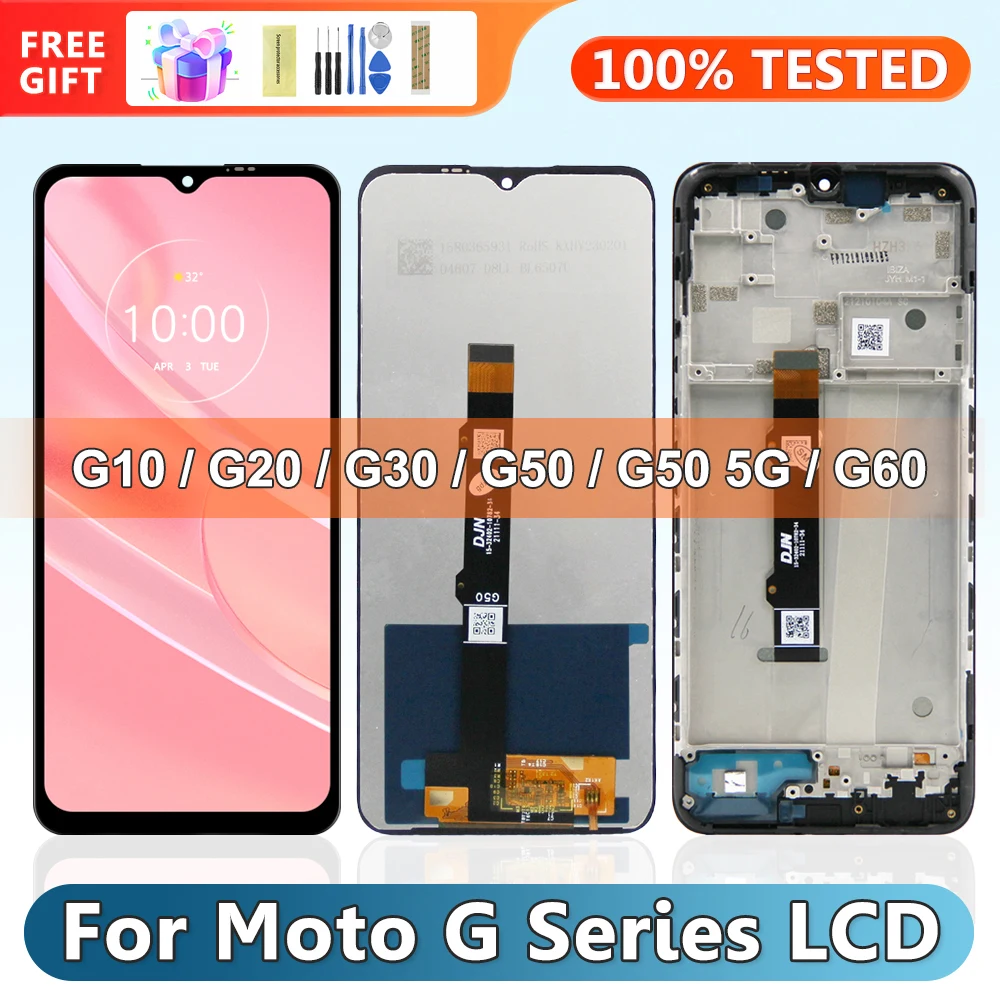 Сменный ЖК-экран для Motorola Moto G10 G20 G30 G50, ЖК-дисплей, цифровой сенсорный экран с рамкой для Moto G50 5G G60, экран Сменный ЖК-экран для Motorola Moto G10 G20 G30 G50, ЖК-дисплей, цифровой сенсорный экран с рамкой для Moto G50 5G G60, экран