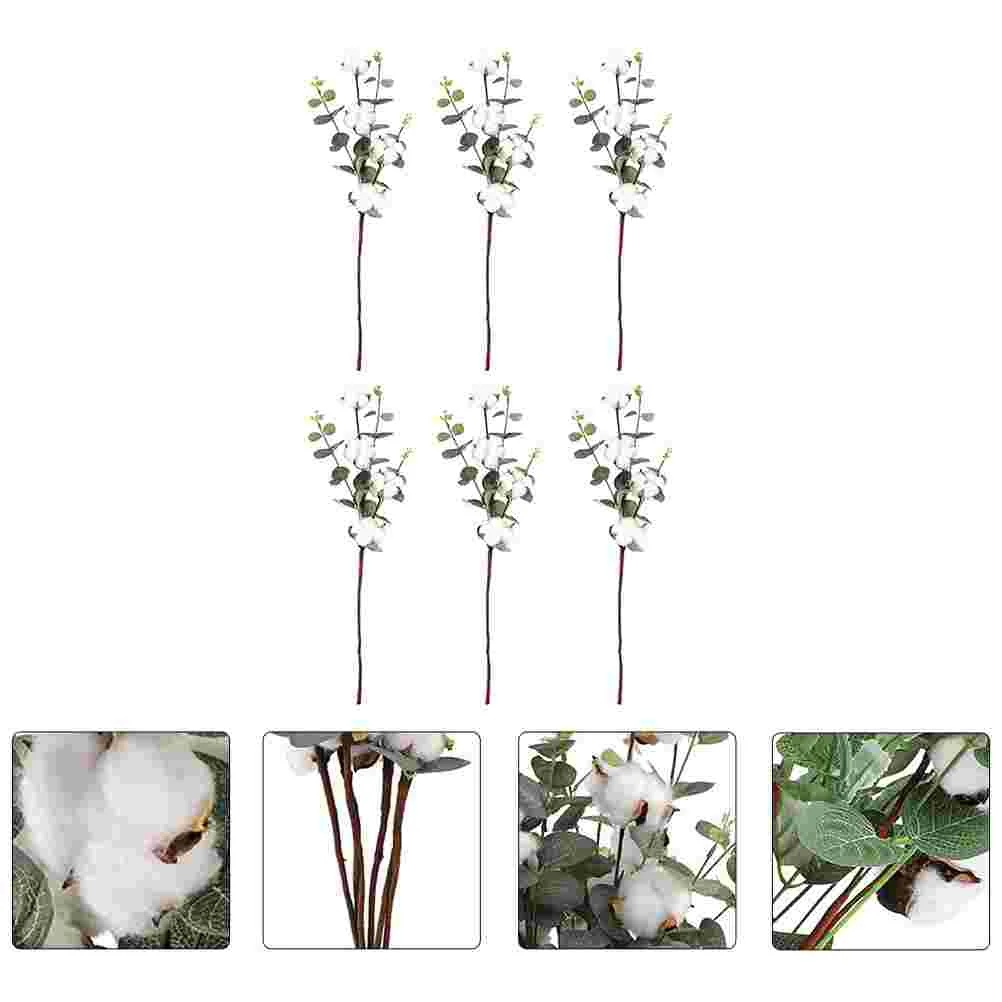 

6Pcs Artificial Plants Household Greenery Decorations Artificial Cotton