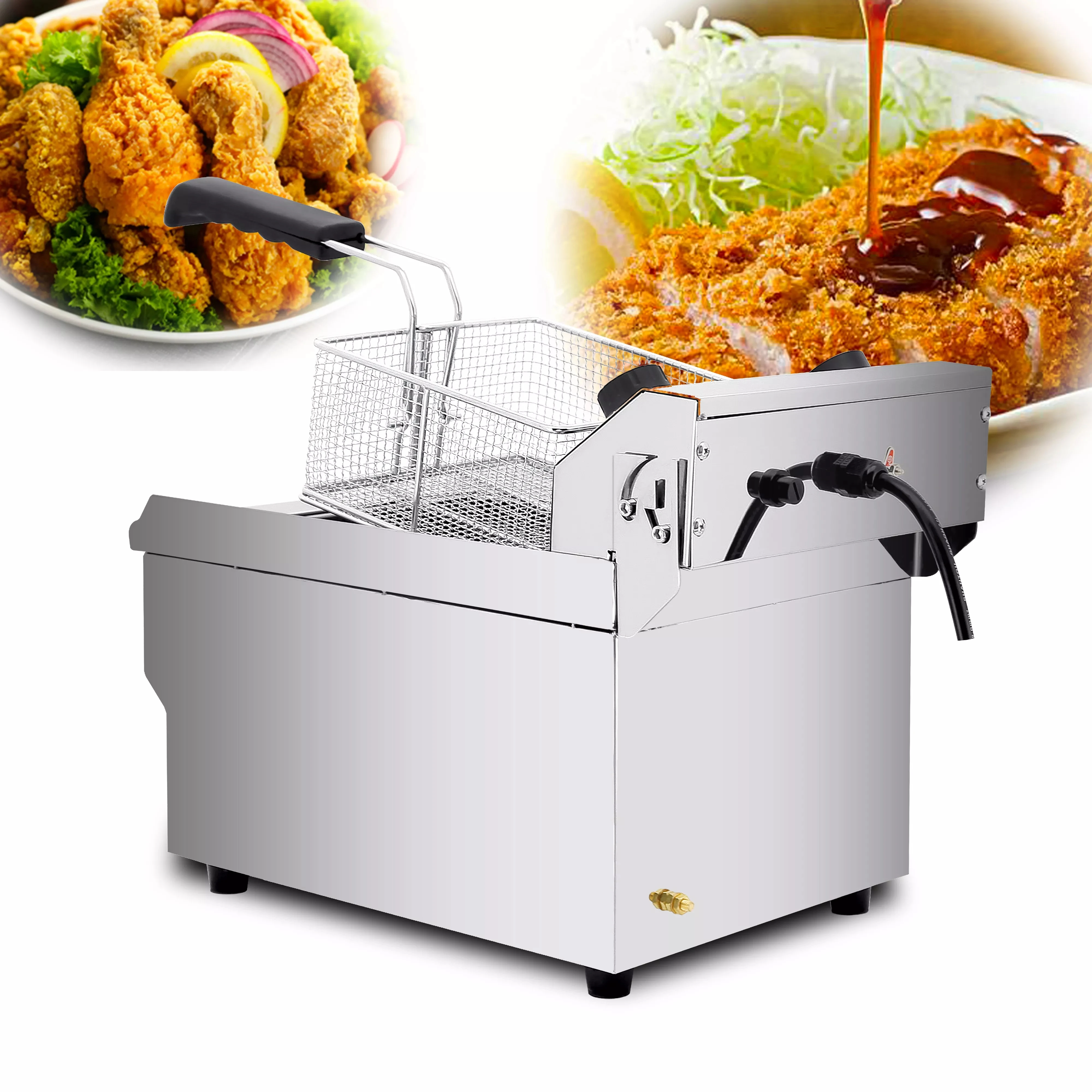 

17L Single Cylinder Commercial Electric Deep Fryer Potato Chips Frying Machine Stainless Steel Chicken Fryer Cooking Appliance