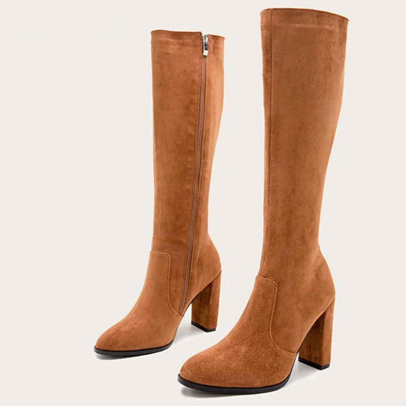 High Heel Thick Heel Fashion Women's Boots High Heel Shoes New Women's Boots Double Waterproof Thick Sole Boots Genuine Leather