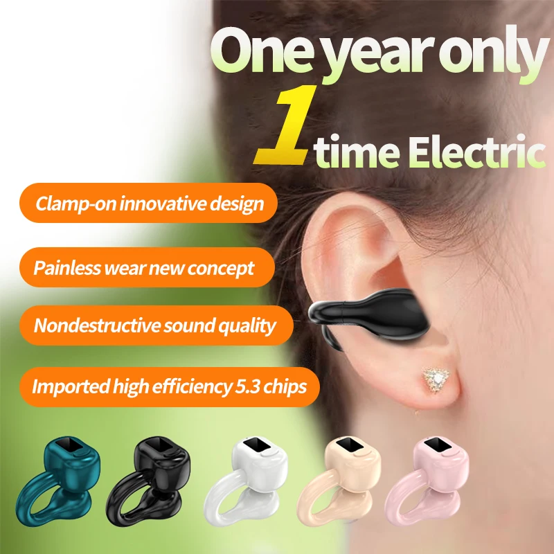 

M10 Bluetooth-Compatible Earphone Earring Wireless Ear Clip Headphones New Style Ear Clip Type Sport Headset Earbuds Ear Clip