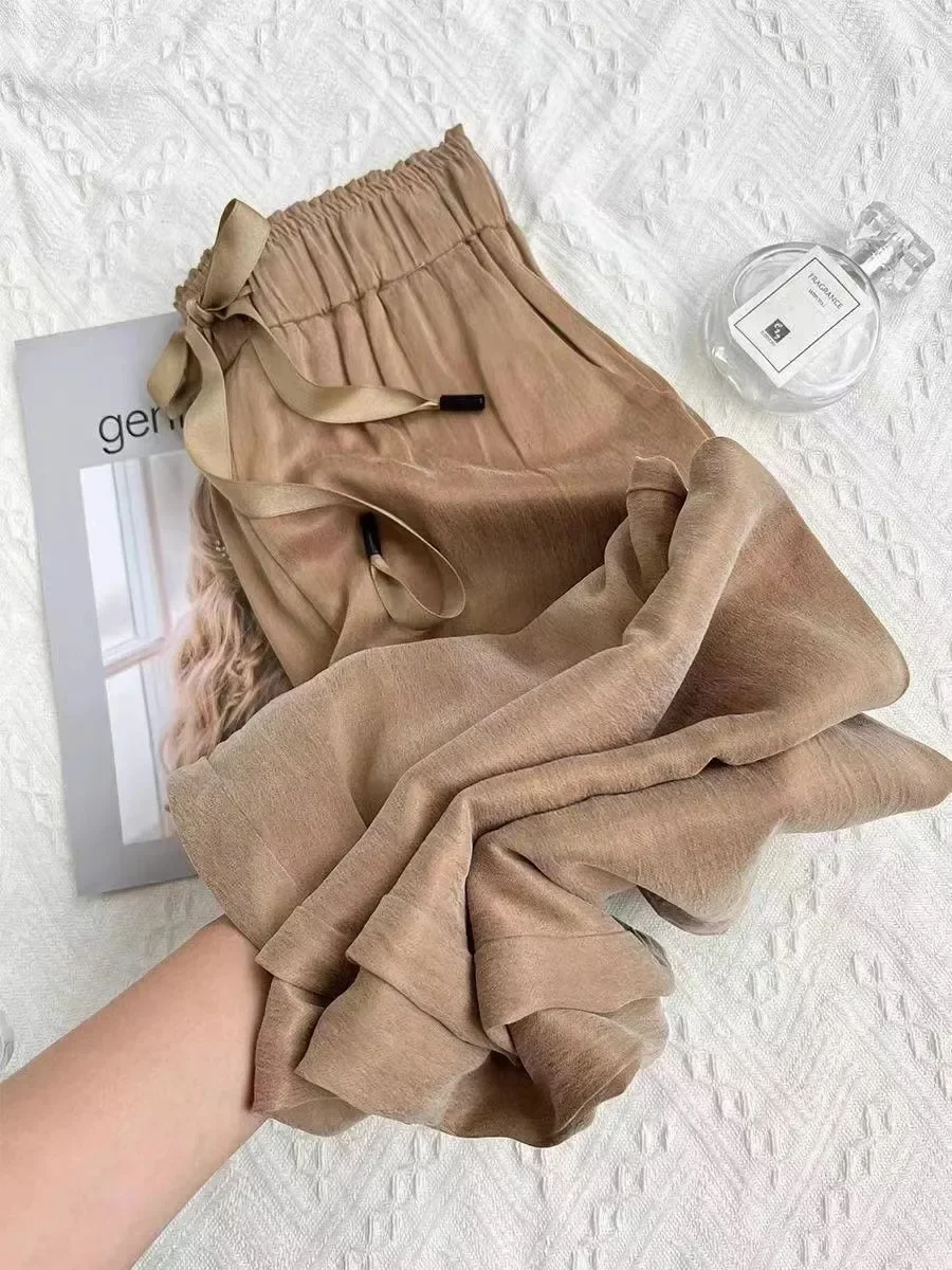 Мятно-зеленый Icesilk облегающие брюки-клеш женские летние тонкие стильные брюки