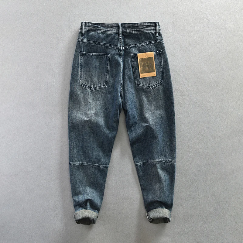 Fashion Designer Men Jeans Retro Washed Blue Loose Fit Vintage Straight Jeans Men Streetwear Hip Hop Wide Leg Denim Pants Hombre