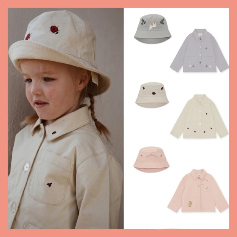 

Girls Clothes 2022 Autumn and Winter New Ins Style Children's Suits Embroidered Girls Jacket Cute Embroidered Hat